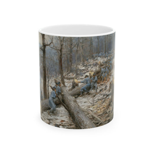 Digging in - Ceramic Mug with Pea Ridge Civil War Design.