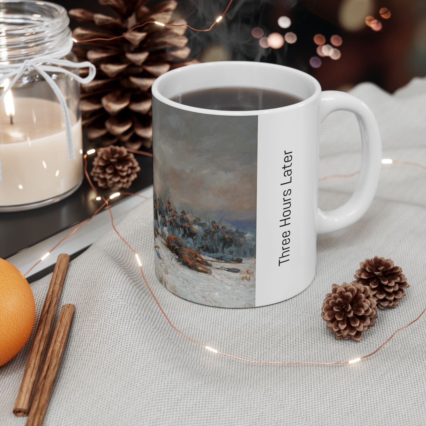 Three Hours Later - Ceramic Mug with Fort Donelson Civil War Design.