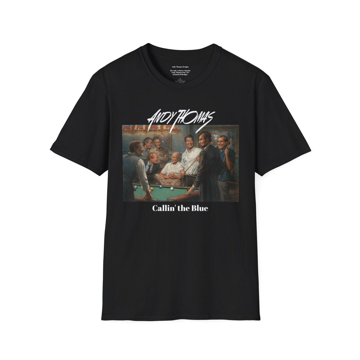 Callin' the Blue T-Shirt - US Presidents Playing Pool - Andy Thomas Designs