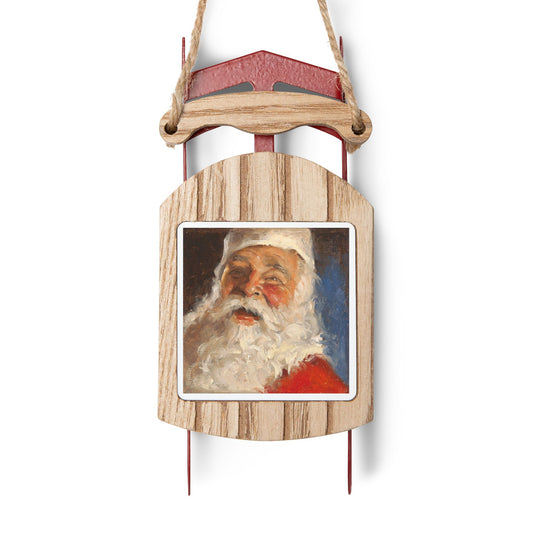 Santa - Rustic Sled Ornament, Vintage Holiday Decor, Santa Sleigh Decoration, Festive Home Accent, Christmas Tree Ornament