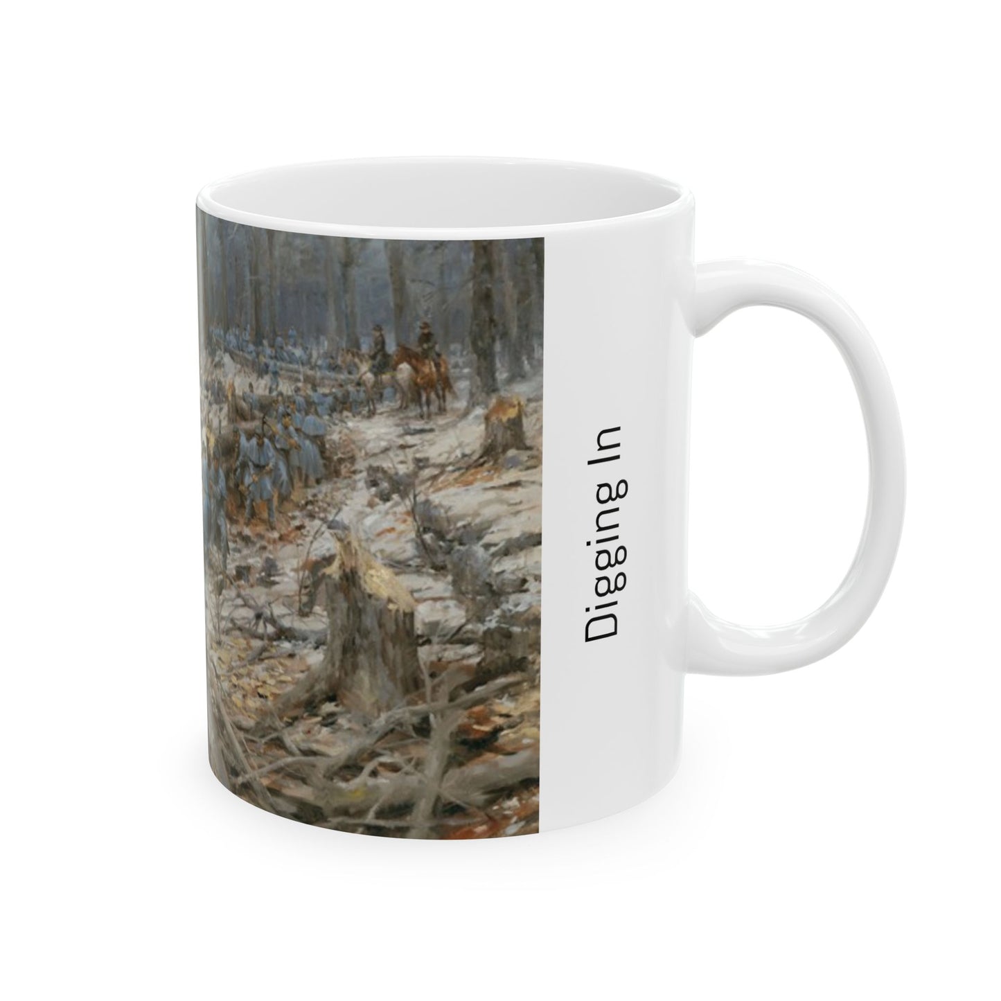 Digging in - Ceramic Mug with Pea Ridge Civil War Design.