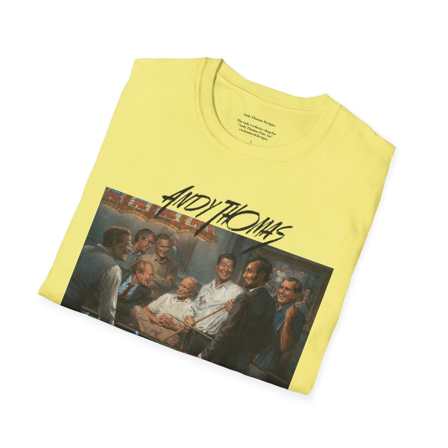 Callin' the Blue T-Shirt - US Presidents Playing Pool - Andy Thomas Designs