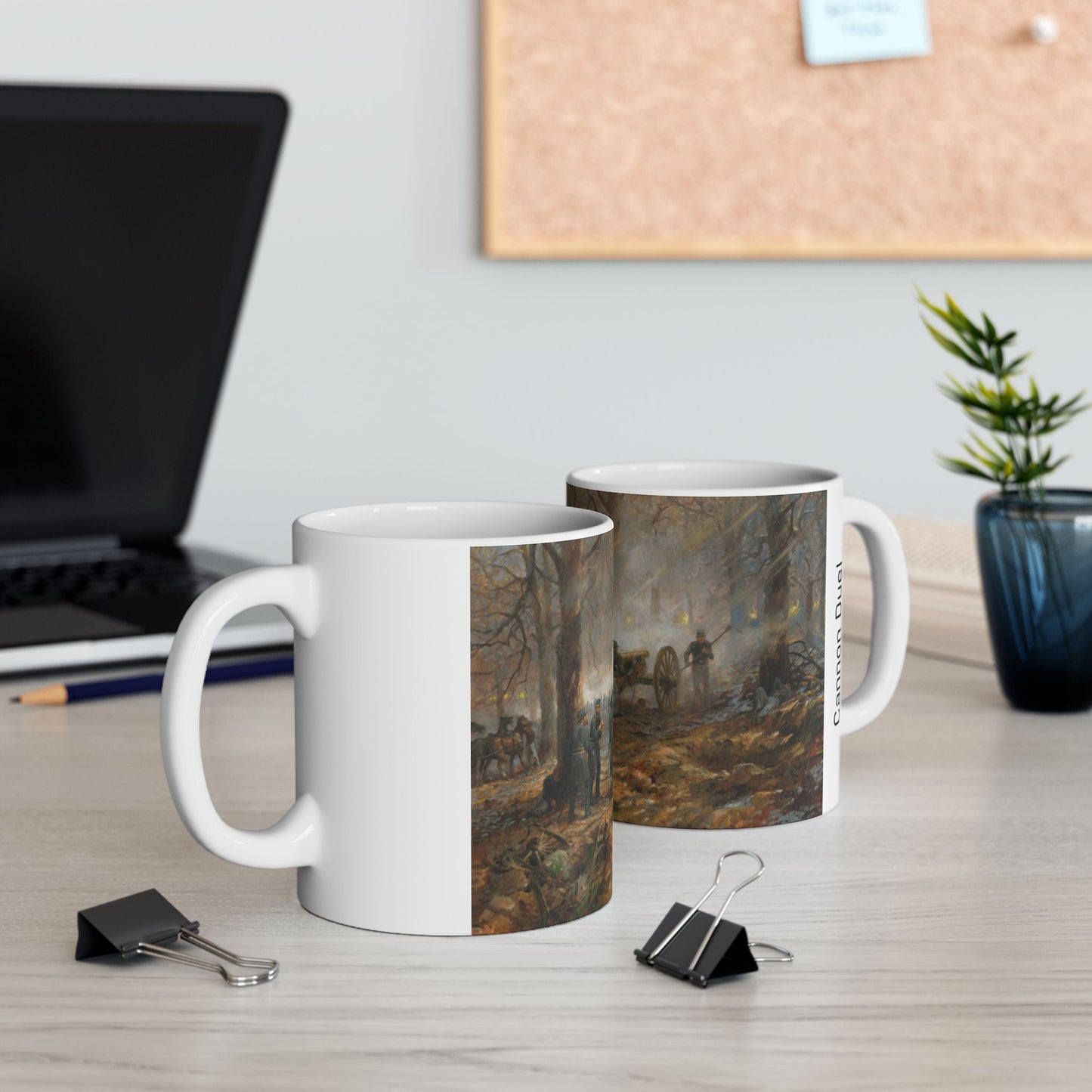 Cannon Duel - Ceramic Mug with Pea Ridge Civil War Design.