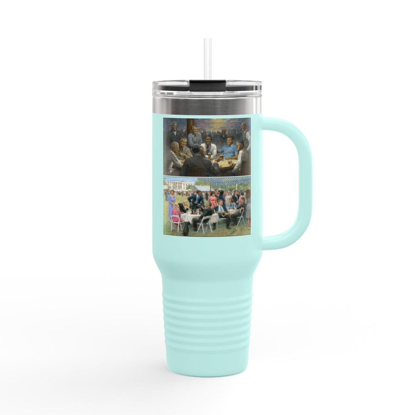 Images: The Democratic Club & The Democratic Party on Insulated Travel Mug with Inspirational Art | 40oz Democrat Presidents Duo