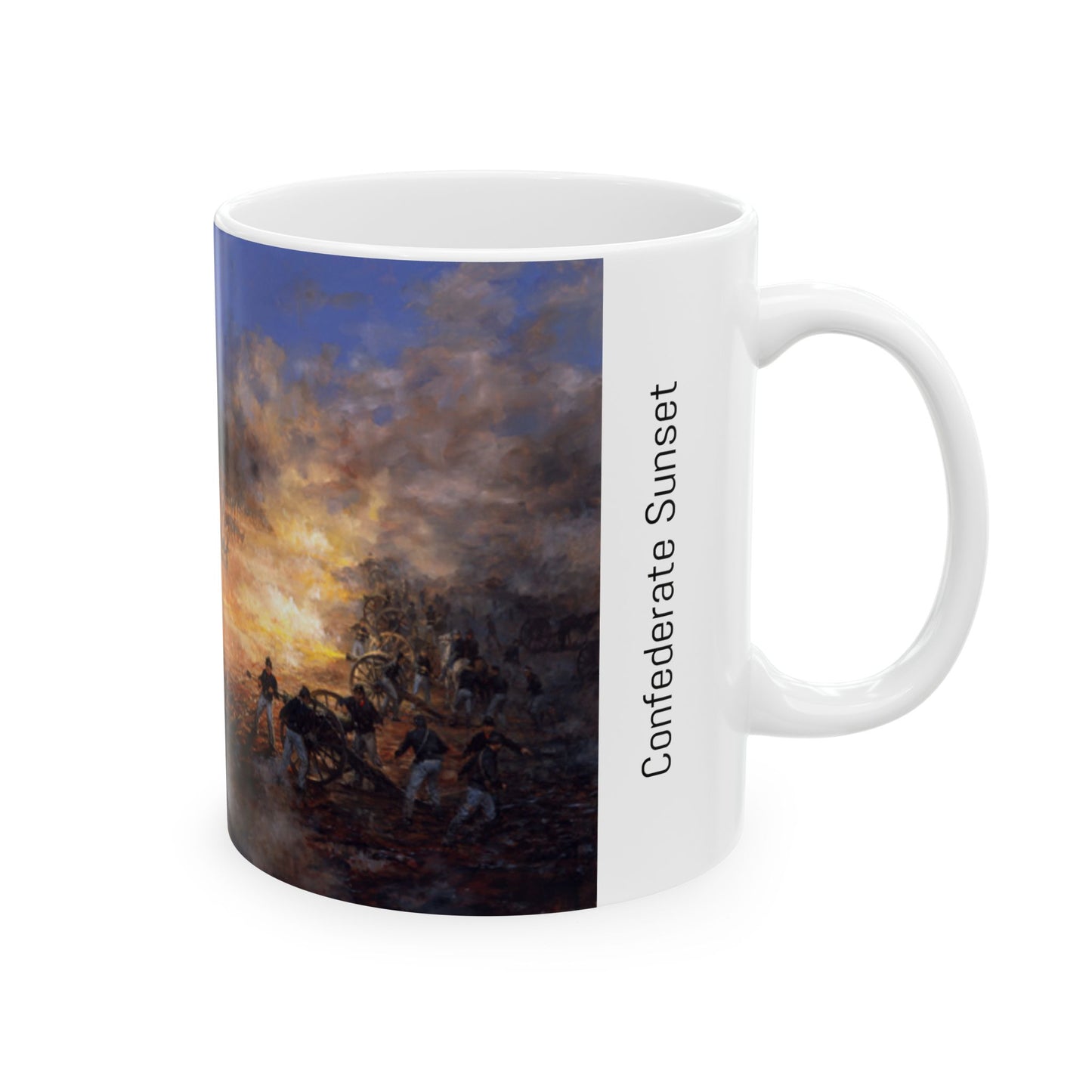 Confederate Sunset - Ceramic Mug with Pea Ridge Civil War Design.