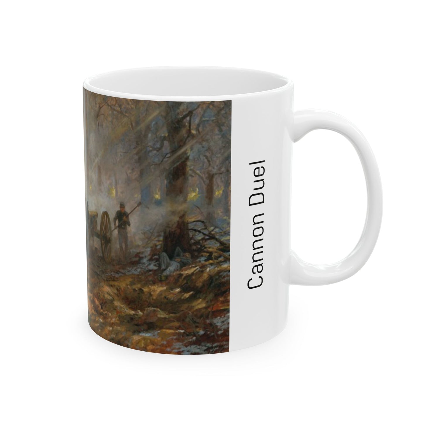 Cannon Duel - Ceramic Mug with Pea Ridge Civil War Design.
