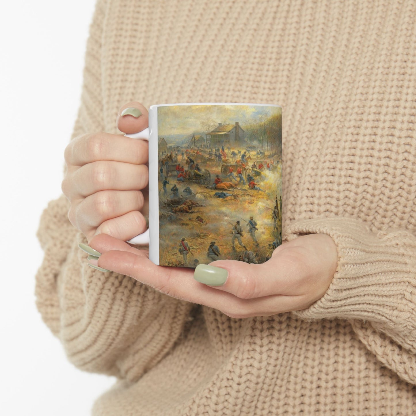 On the Battery - Ceramic Mug with Pea Ridge Civil War Design.