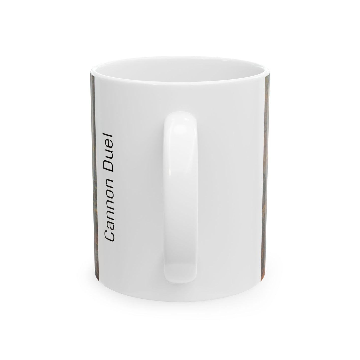 Cannon Duel - Ceramic Mug with Pea Ridge Civil War Design.