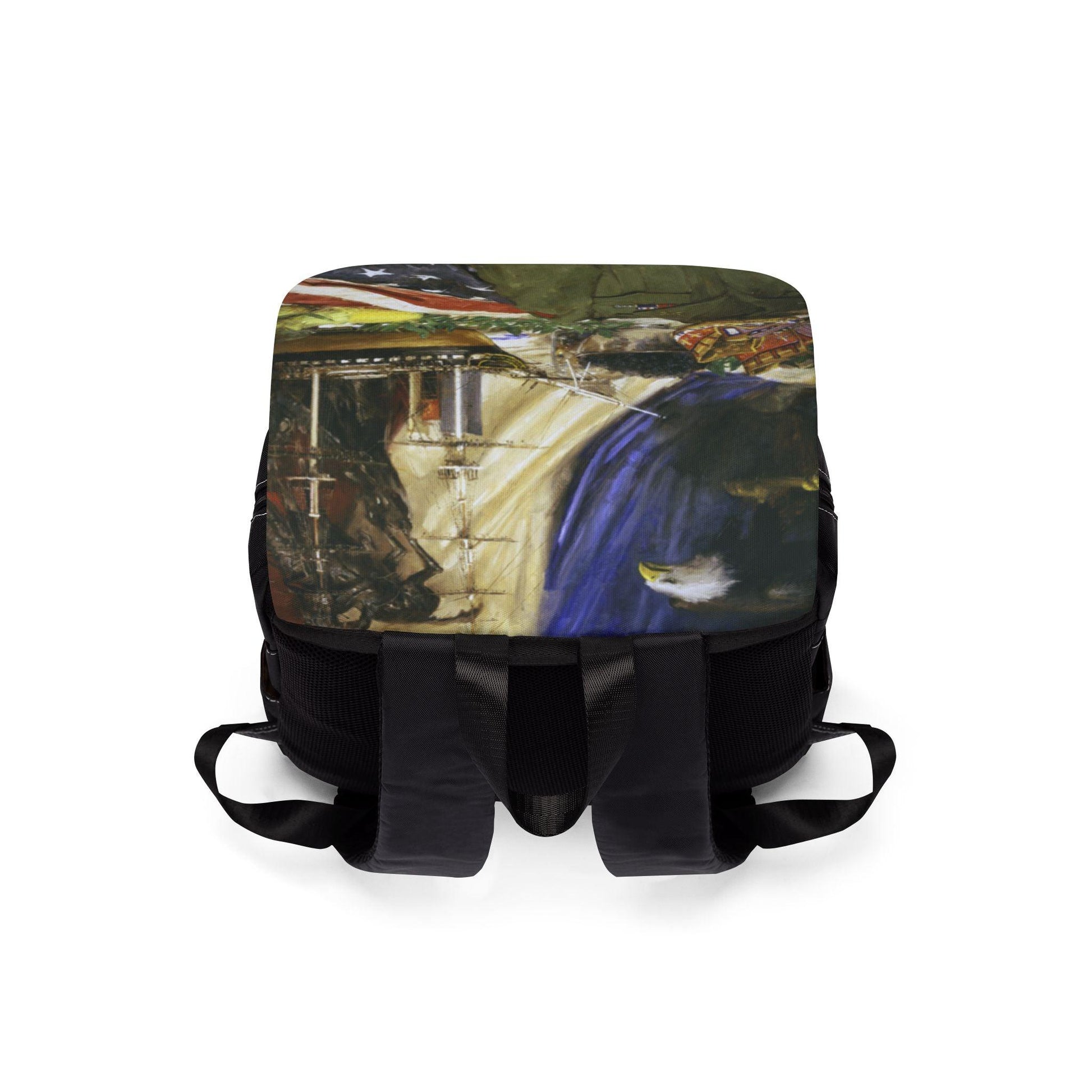 Tribute to America - Artistic Canvas Shoulder Backpack for Veterans and Service Members. - Andy Thomas Designs