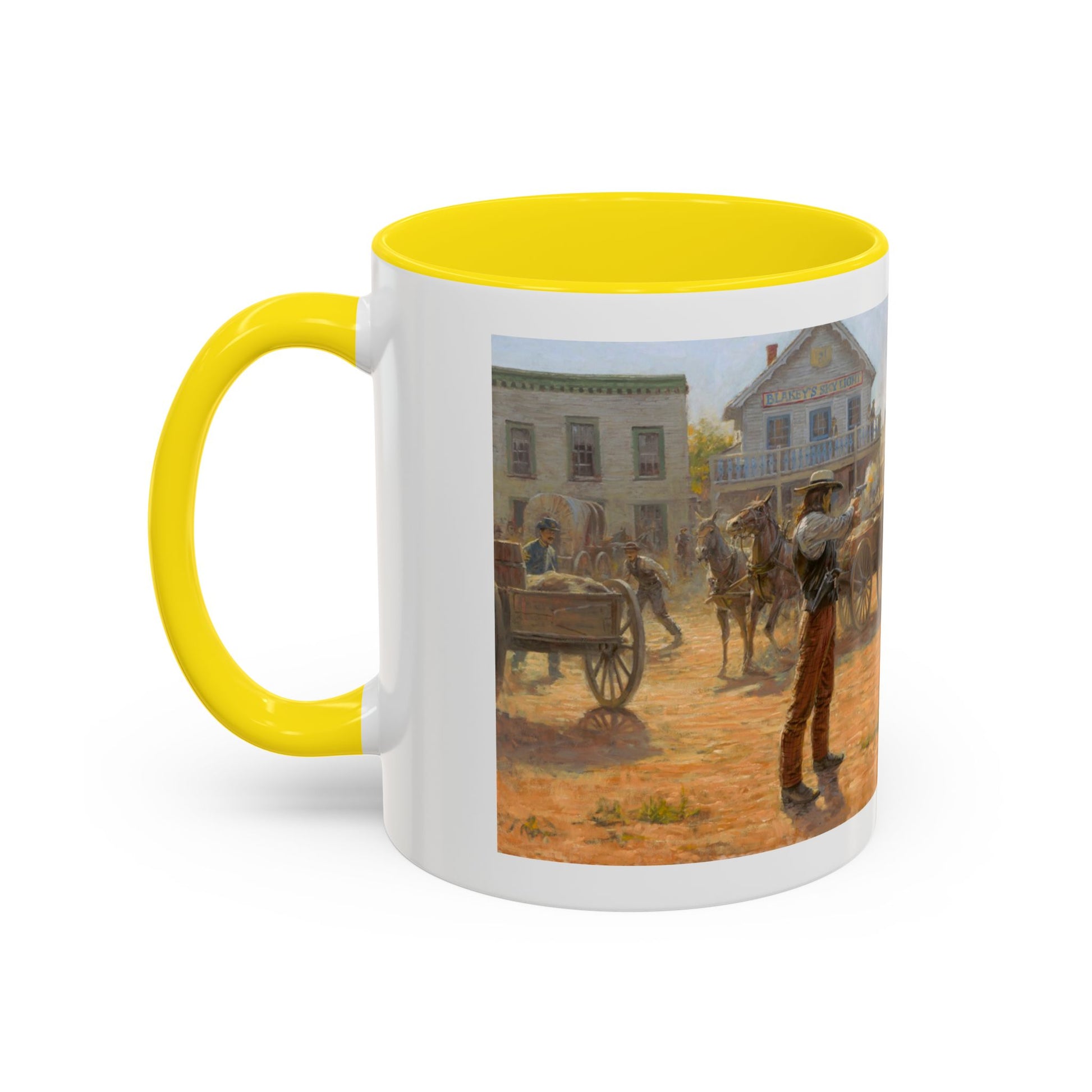Wild Bill Hickok vs Dave Tutt | Rustic Western Accent Coffee Mug - Vintage Scene, Ideal Gift for Coffee Lovers - Andy Thomas Designs