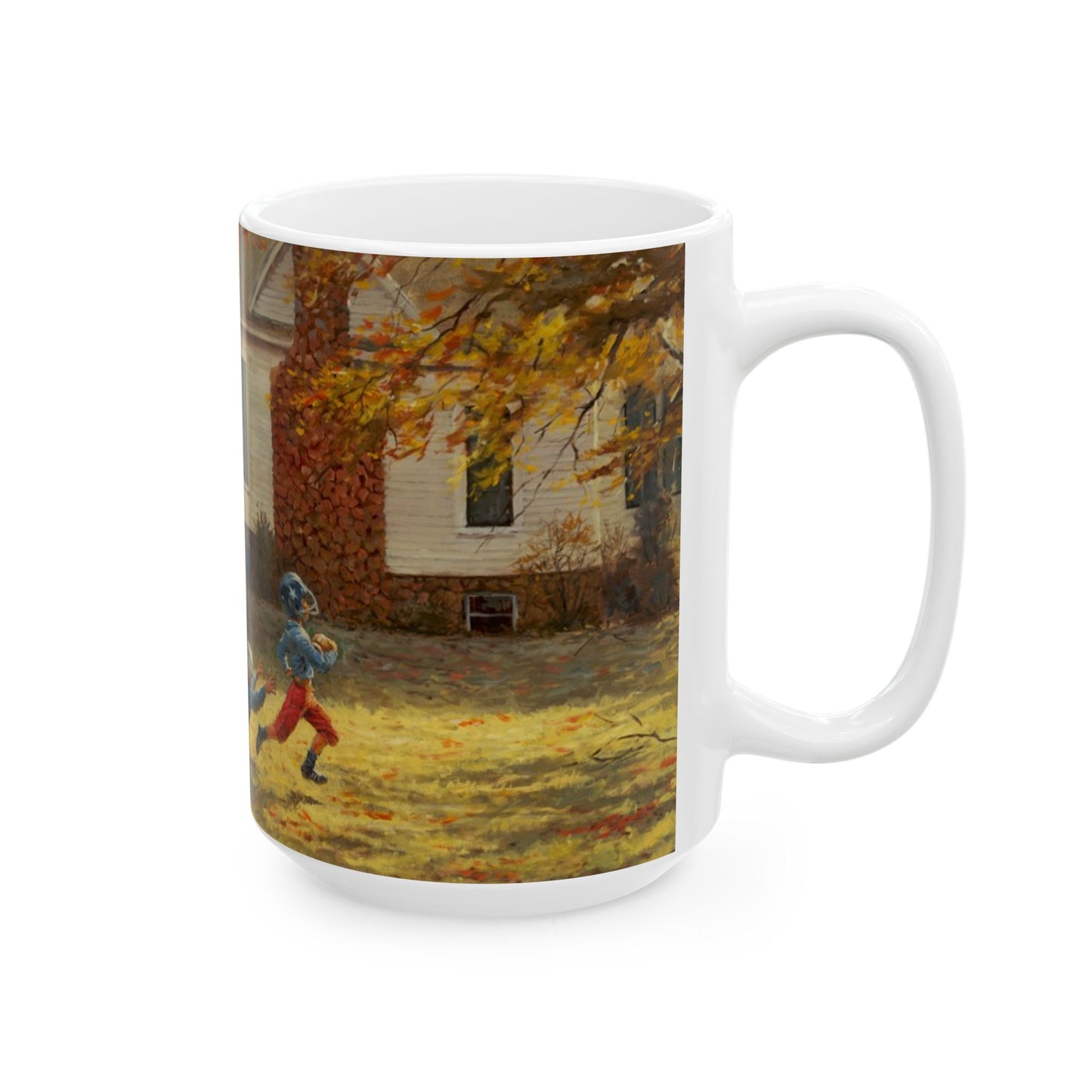 Fall Football | Kids Playing Football | Ceramic Mug — Coffee Cup (11oz/15oz)