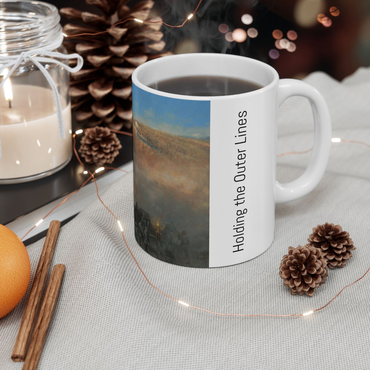 Holding the Outer Lines - Ceramic Mug with Fort Henry Civil War Design.