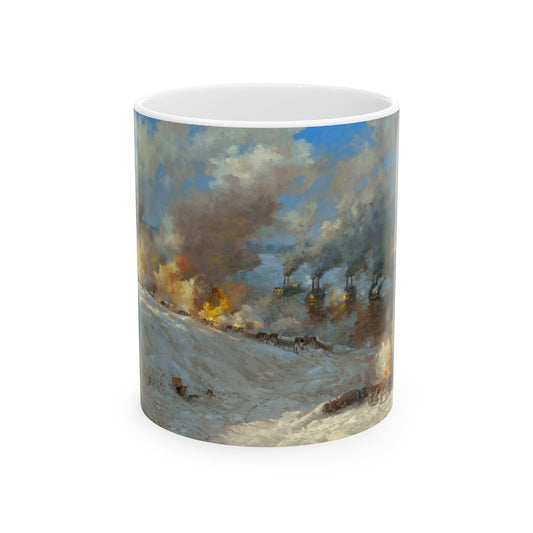 Exchanging Iron Valentines - Ceramic Mug with Fort Donelson Civil War Design.