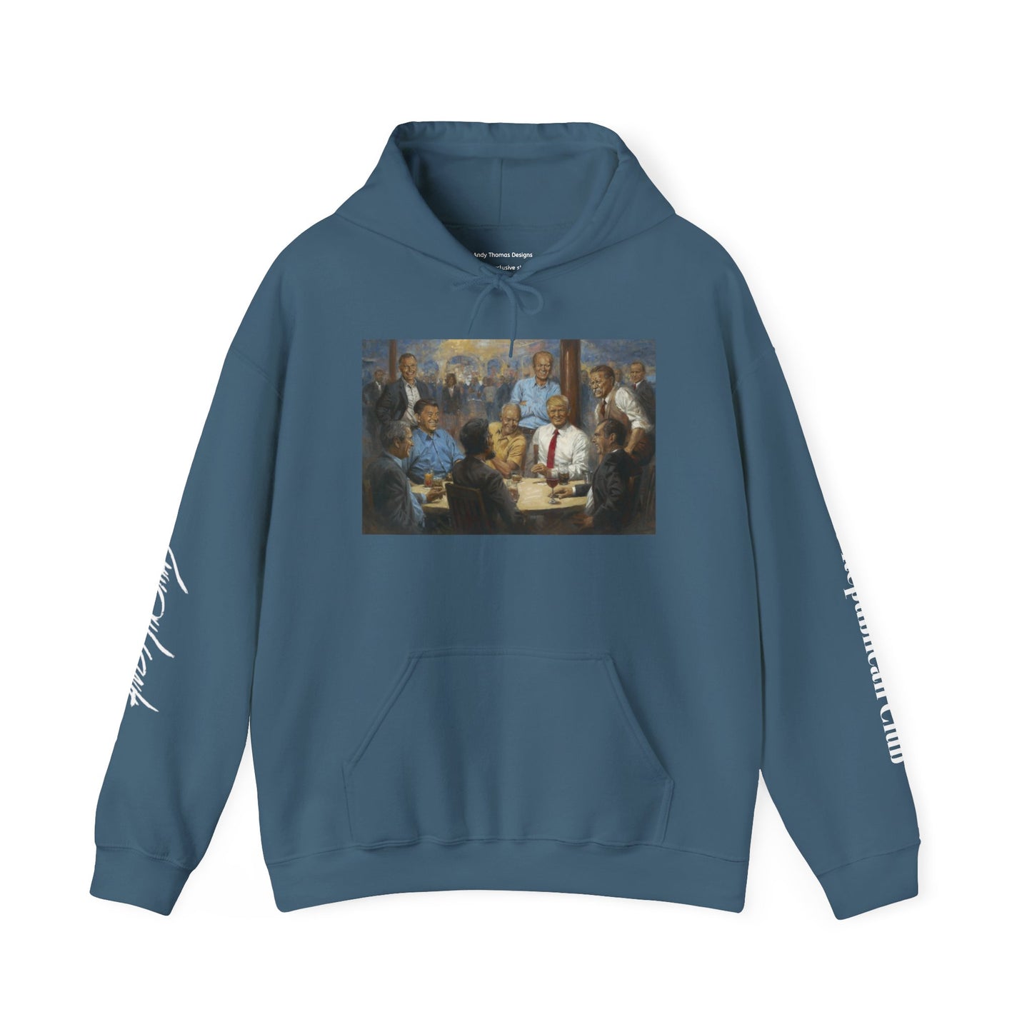 The Republican Club - Unisex Hooded Sweatshirt - Republican Presidents Gathering with their favorite beverages. - Andy Thomas Designs