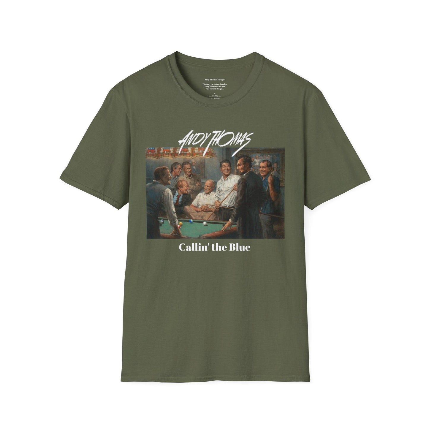 Callin' the Blue T-Shirt - US Presidents Playing Pool - Andy Thomas Designs