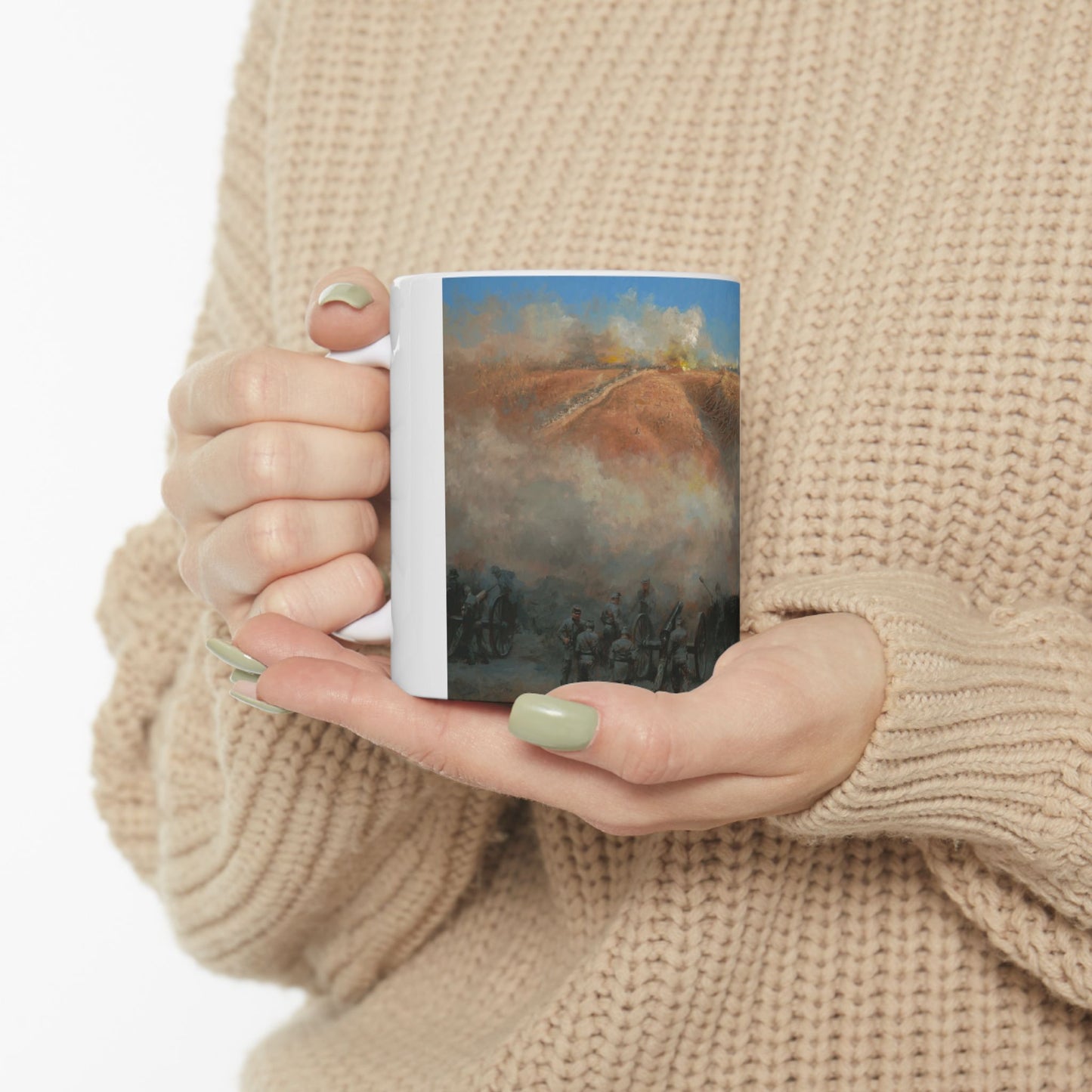 Holding the Outer Lines - Ceramic Mug with Fort Henry Civil War Design.