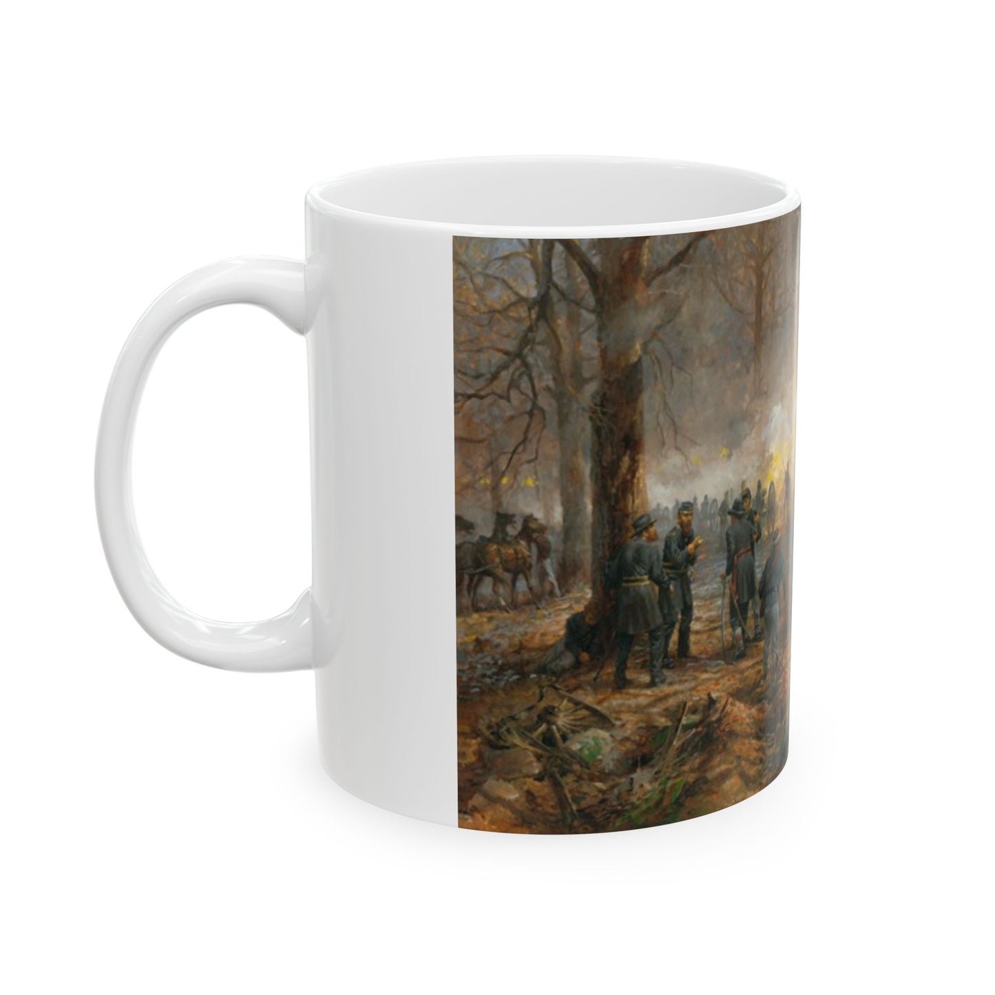 Cannon Duel - Ceramic Mug with Pea Ridge Civil War Design.