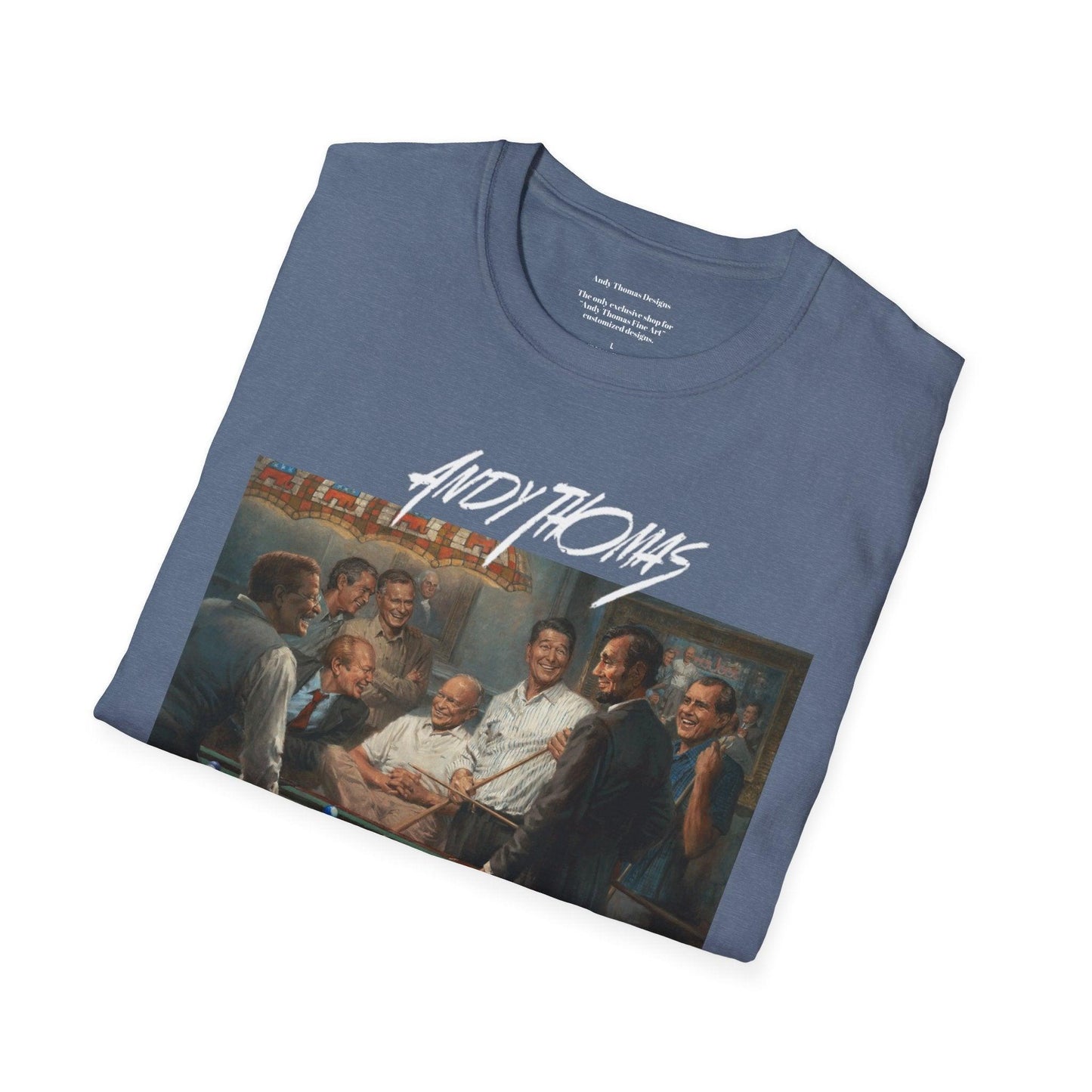 Callin' the Blue T-Shirt - US Presidents Playing Pool - Andy Thomas Designs