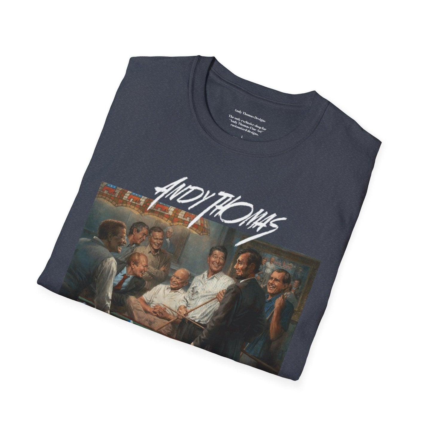 Callin' the Blue T-Shirt - US Presidents Playing Pool - Andy Thomas Designs
