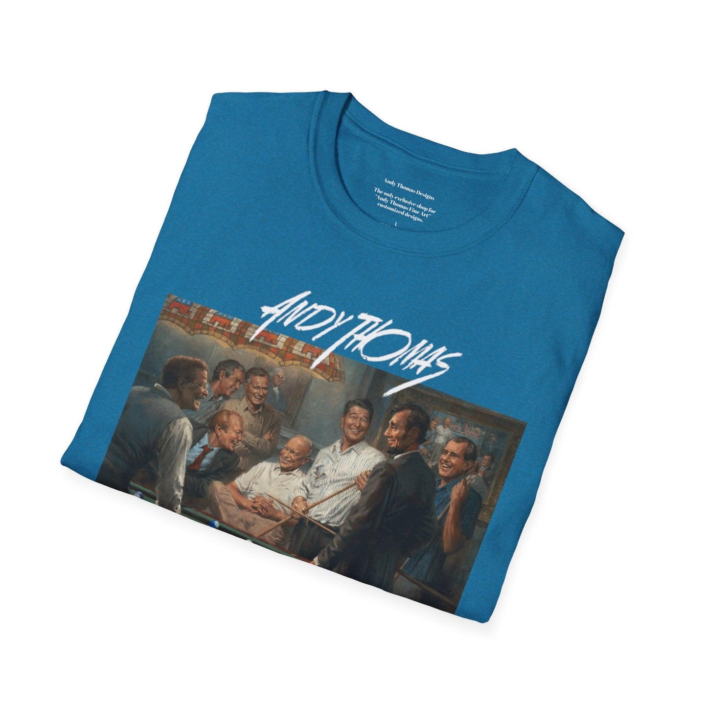 Callin' the Blue T-Shirt - US Presidents Playing Pool - Andy Thomas Designs