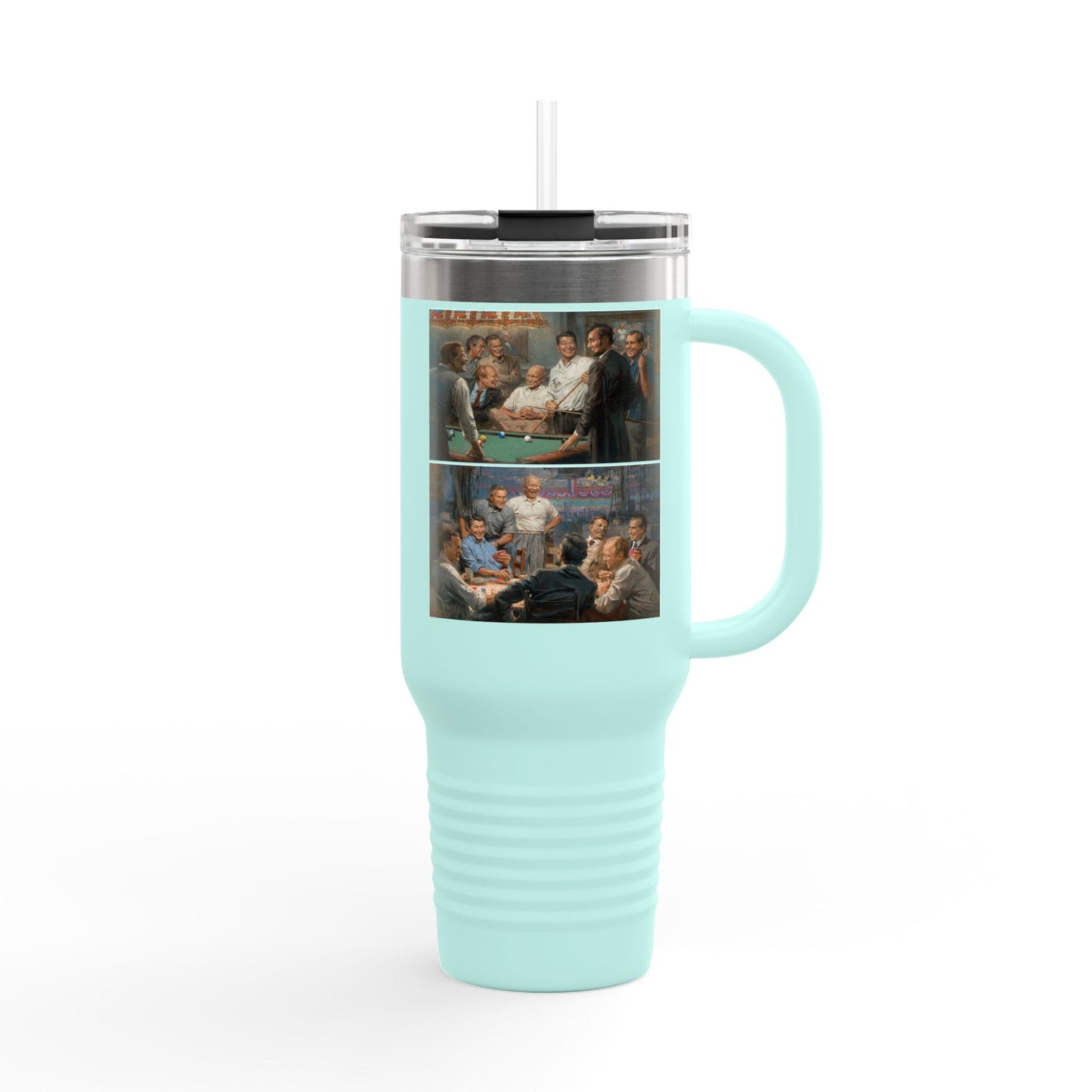 Callin' the Blue & Grand Ol' Gang on Insulated Travel Mug 40oz - Republican Presidents Duo Pool & Poker Combo
