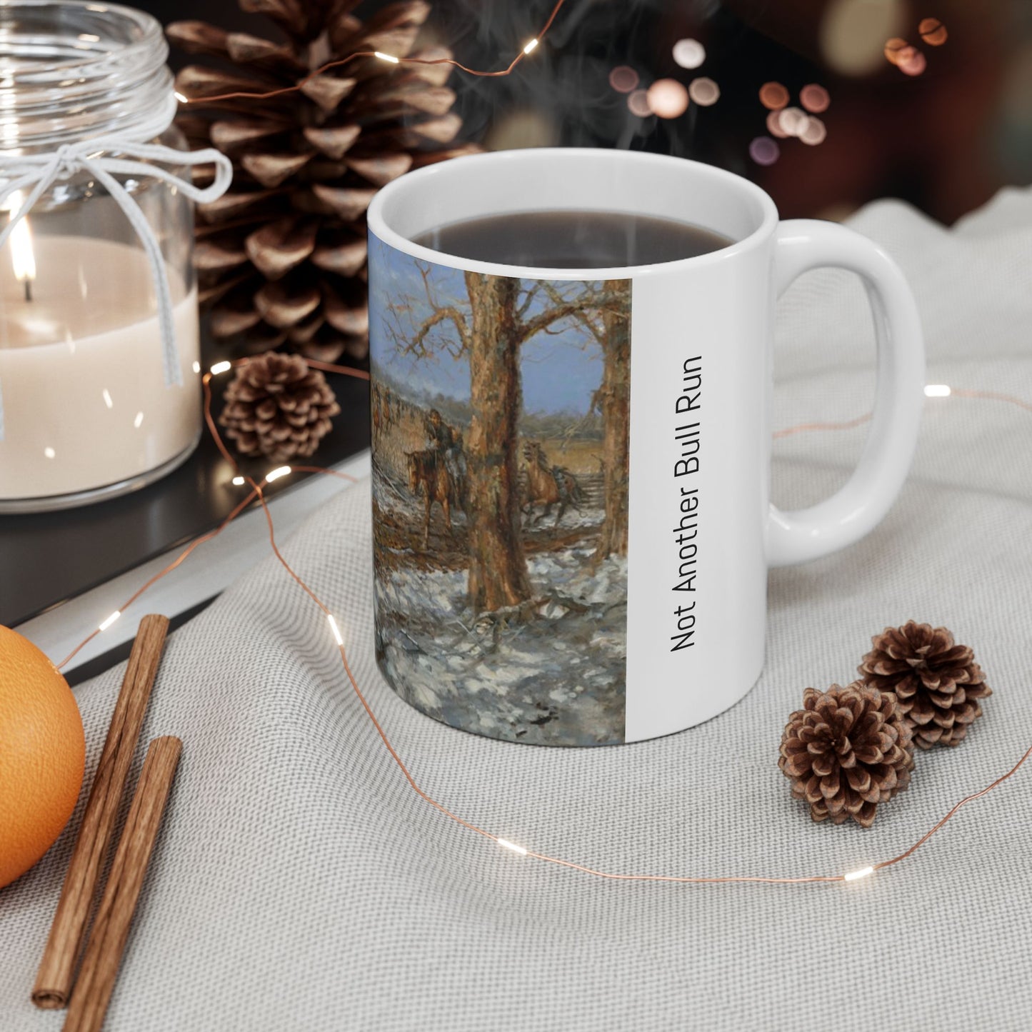 Not Another Bull Run- Ceramic Mug with Pea Ridge Civil War Design.
