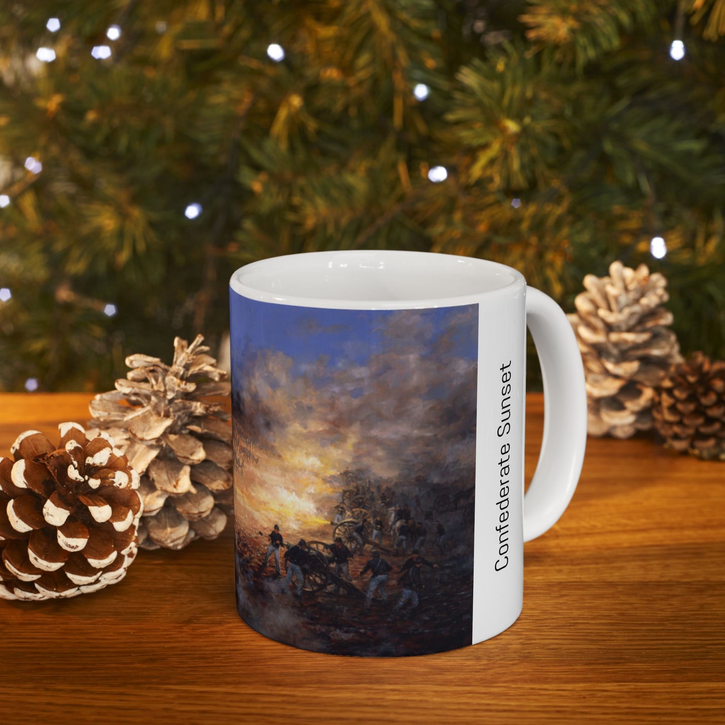 Confederate Sunset - Ceramic Mug with Pea Ridge Civil War Design.