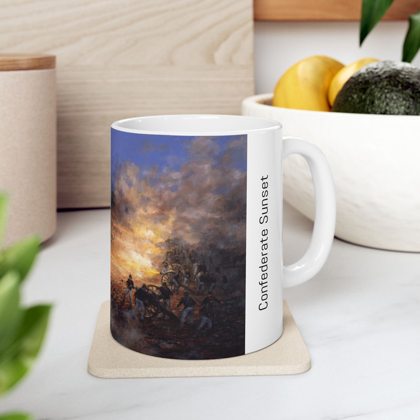 Confederate Sunset - Ceramic Mug with Pea Ridge Civil War Design.