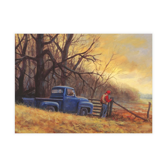 Note Cards: Blue Truck Going Hunting | Country Hunting- Envelopes Included