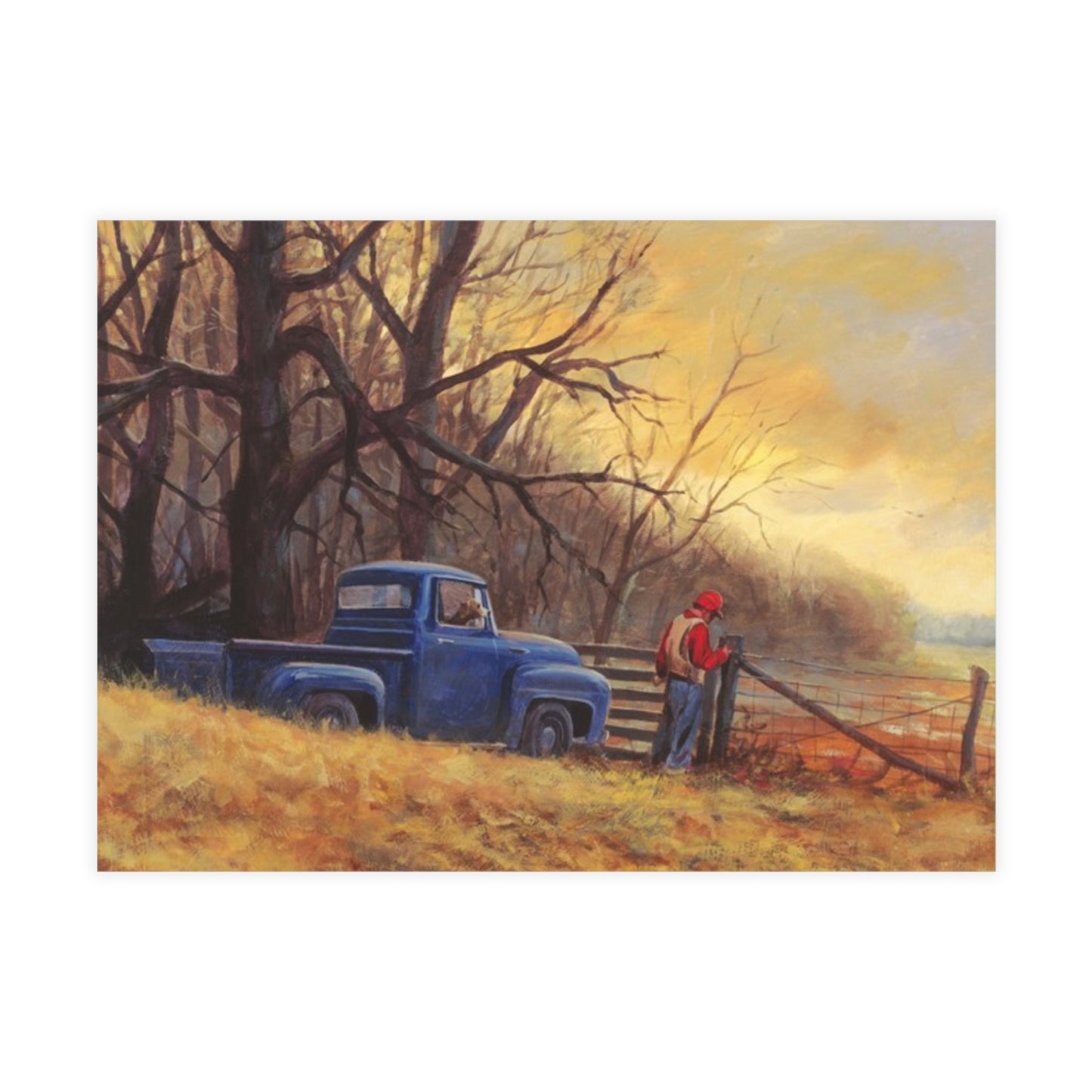 Note Cards: Blue Truck Going Hunting | Country Hunting- Envelopes Included