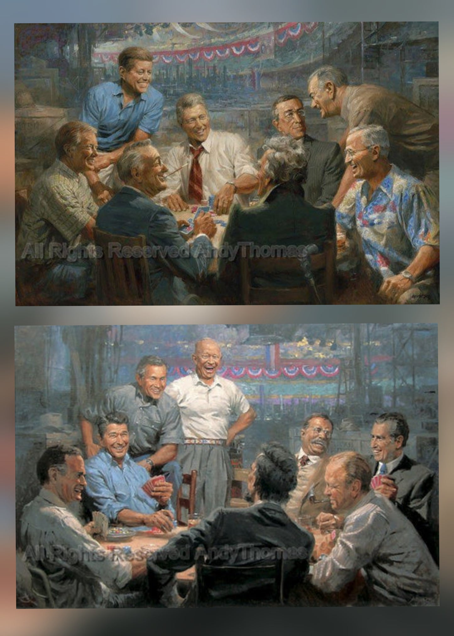 Matching S/N Sets | Grand Ol' Gang & True Blues | Republican and Democrat Presidents Playing Poker