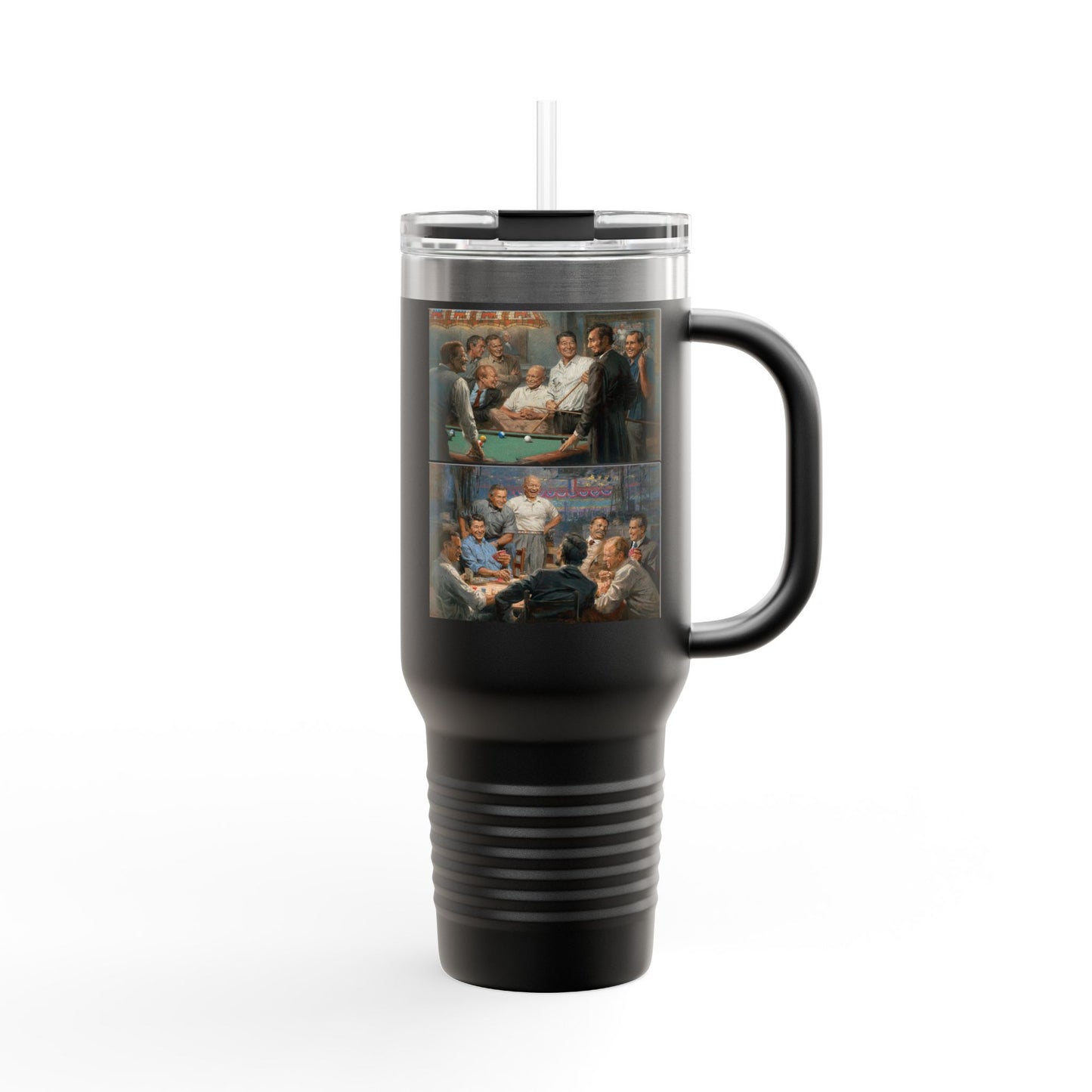 Callin' the Blue & Grand Ol' Gang on Insulated Travel Mug 40oz - Republican Presidents Duo Pool & Poker Combo
