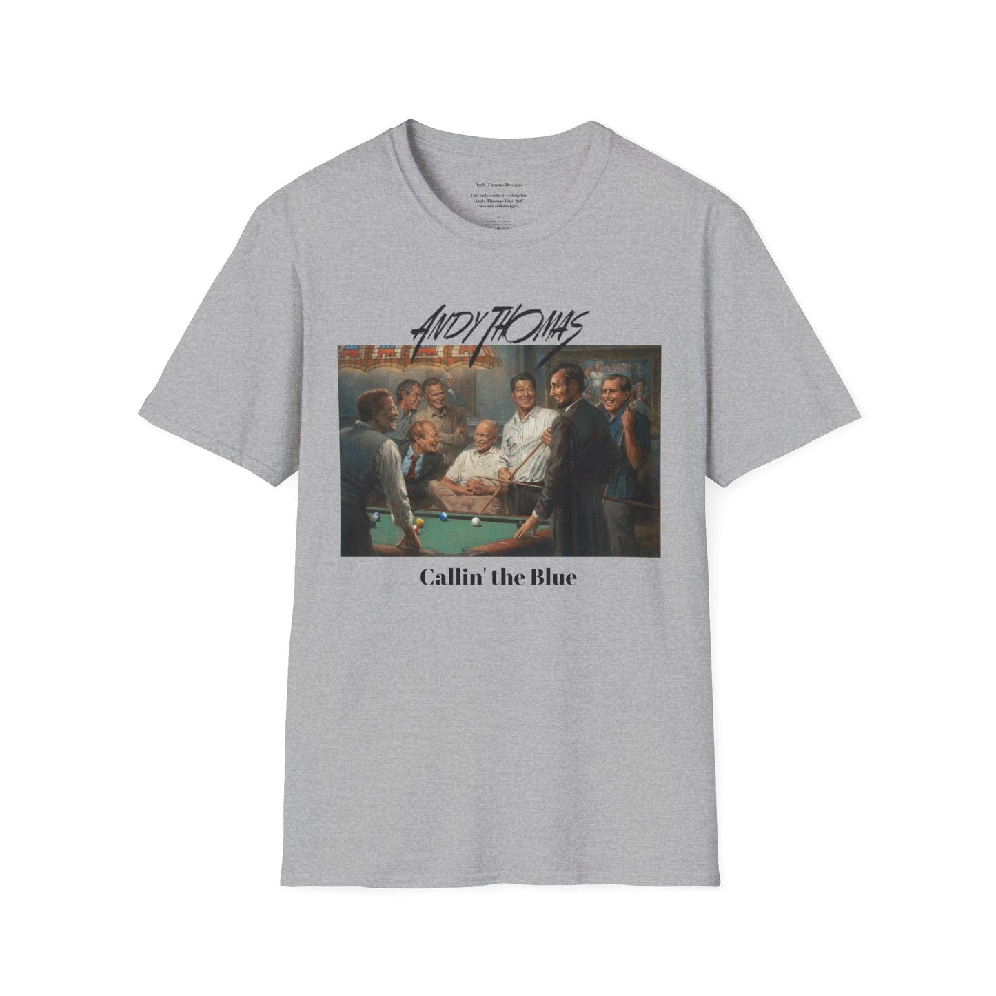 Callin' the Blue T-Shirt - US Presidents Playing Pool - Andy Thomas Designs