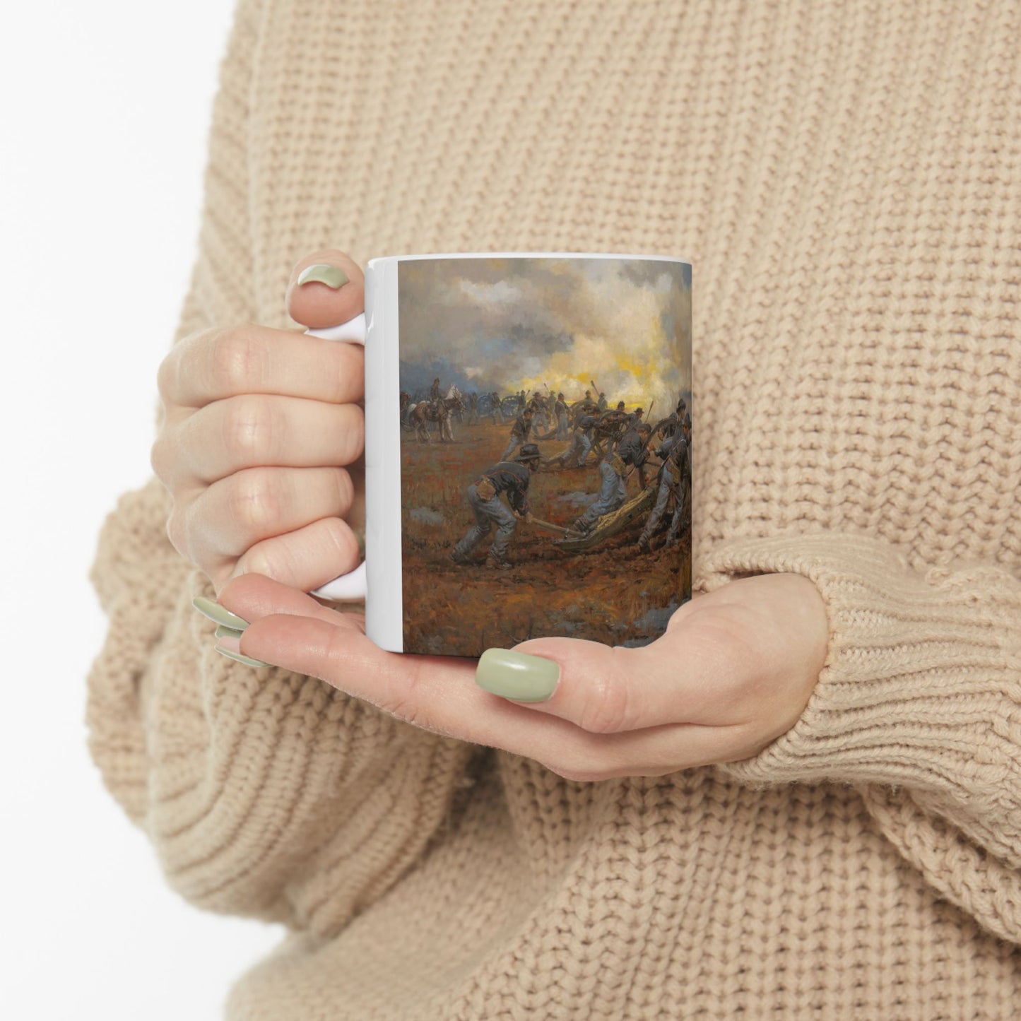 Parson's Batteries Heavily Engaged - Ceramic Mug with Stones River Civil War Design.