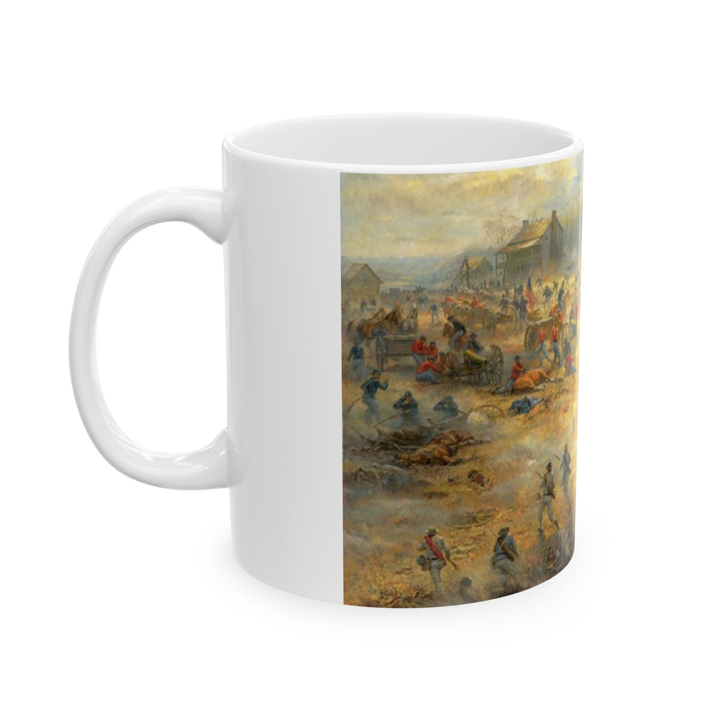 On the Battery - Ceramic Mug with Pea Ridge Civil War Design.