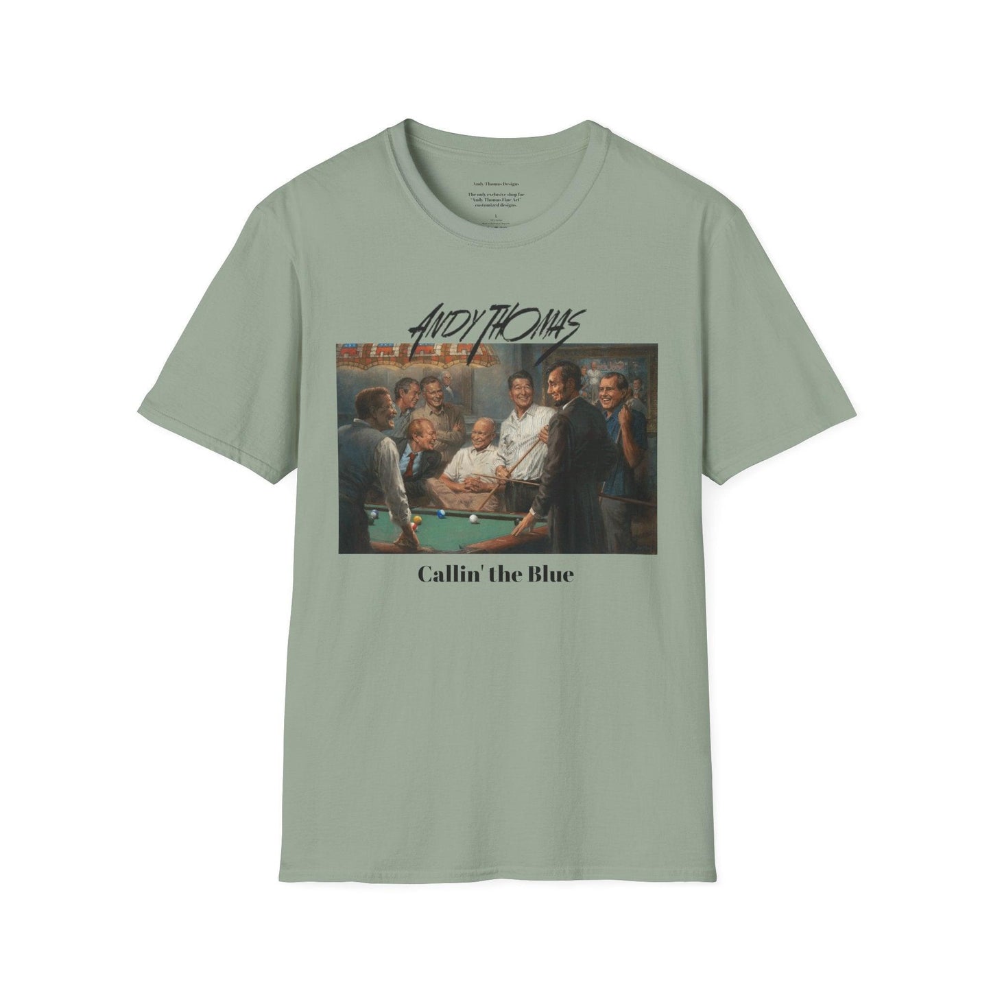 Callin' the Blue T-Shirt - US Presidents Playing Pool - Andy Thomas Designs