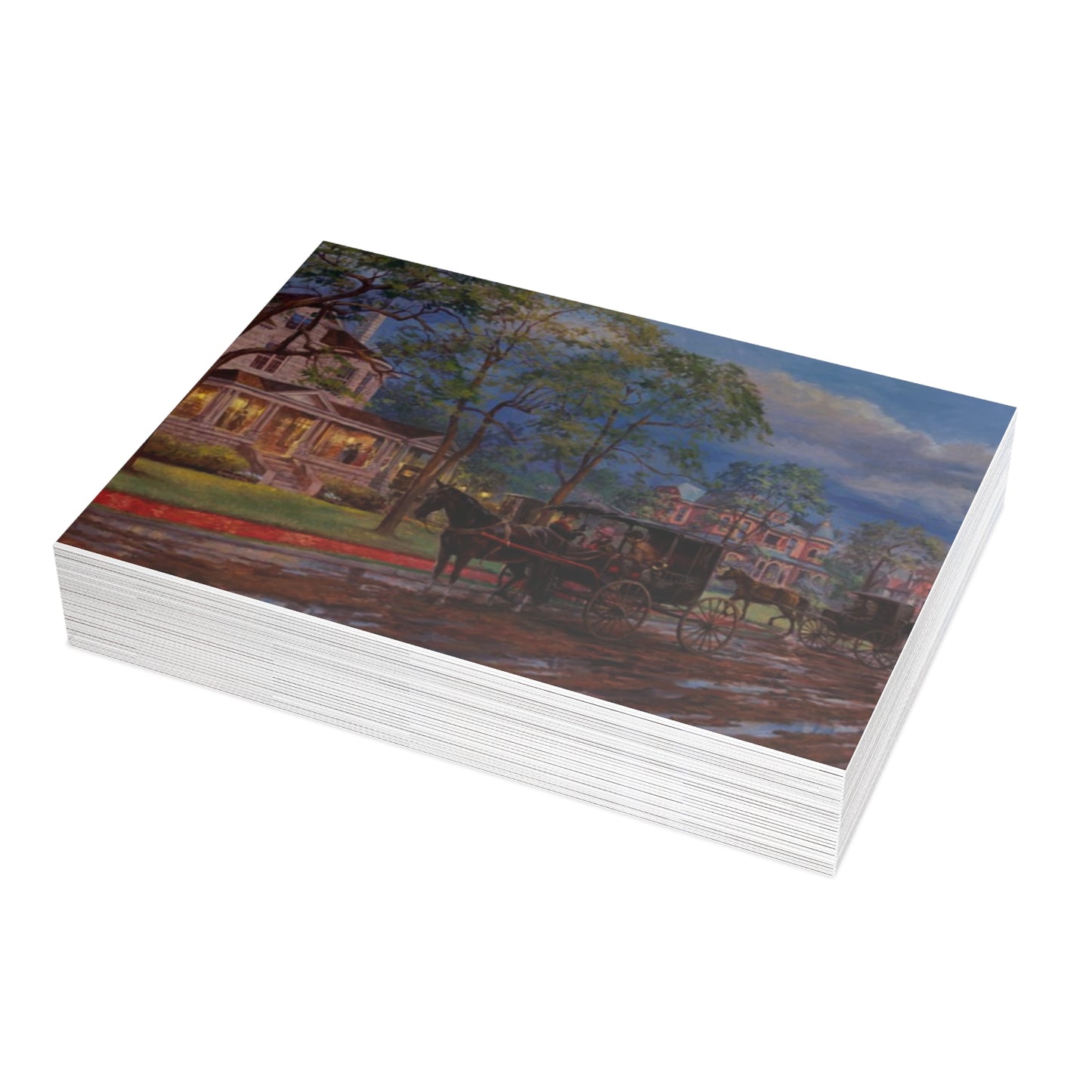 Evening on Grand Ave. | New Haven, CT downtown Postcard Bundle - Envelopes Included