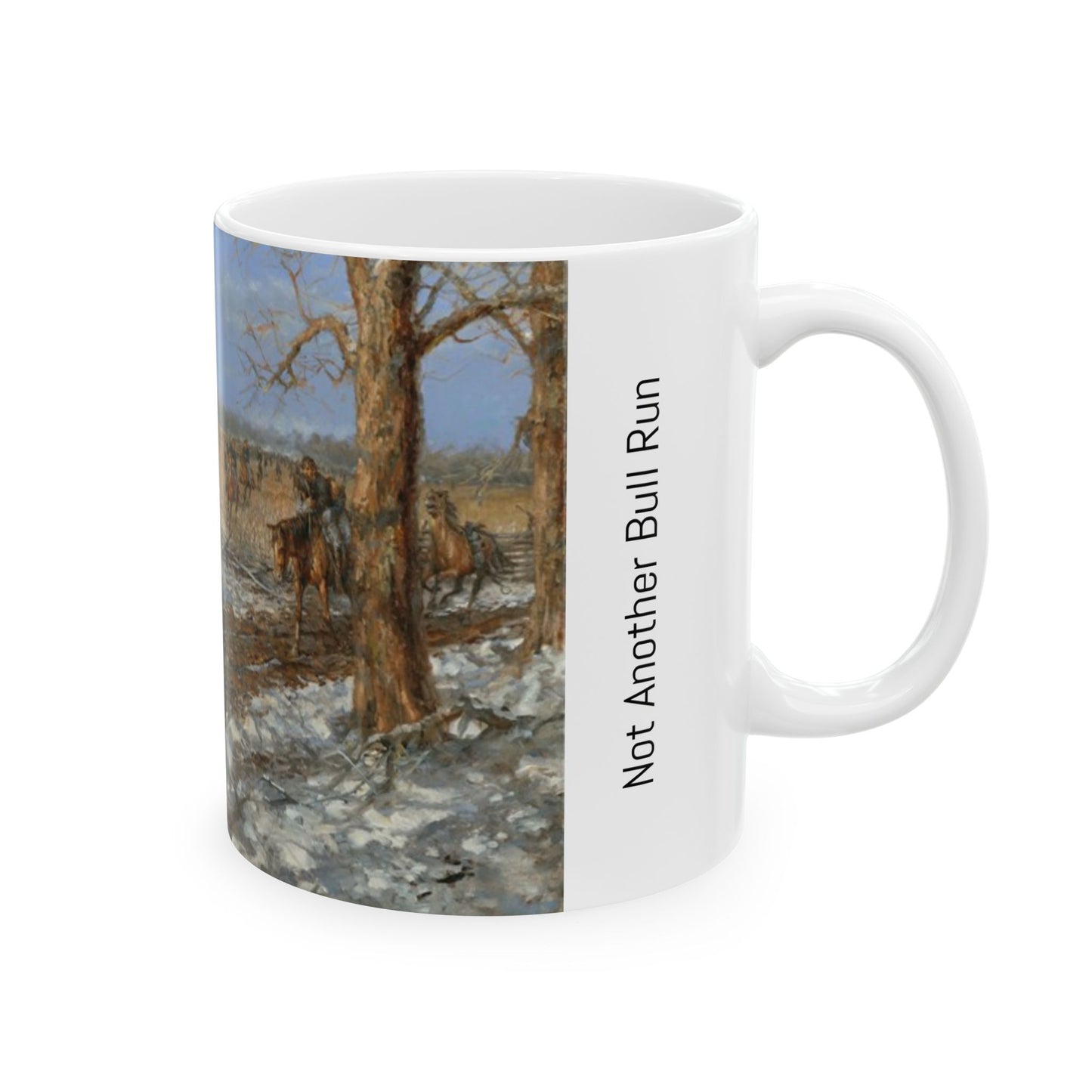 Not Another Bull Run- Ceramic Mug with Pea Ridge Civil War Design.