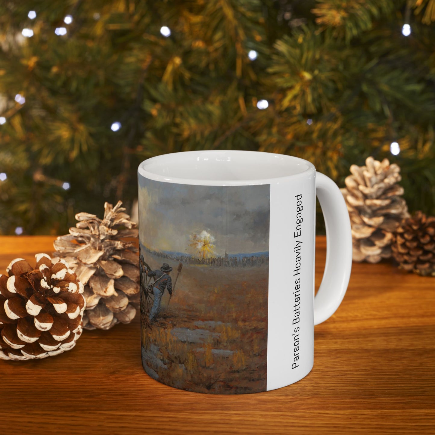 Parson's Batteries Heavily Engaged - Ceramic Mug with Stones River Civil War Design.