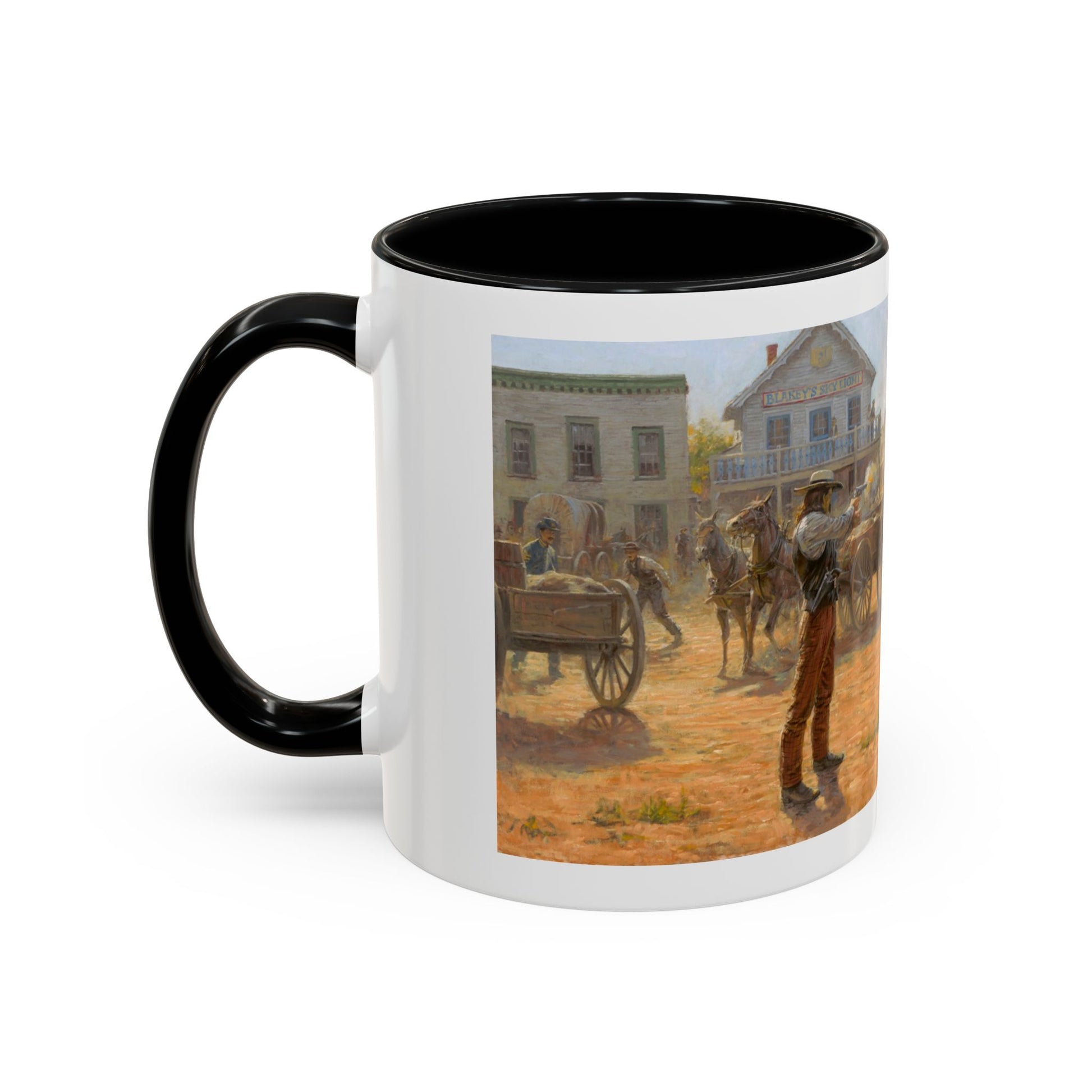 Wild Bill Hickok vs Dave Tutt | Rustic Western Accent Coffee Mug - Vintage Scene, Ideal Gift for Coffee Lovers - Andy Thomas Designs