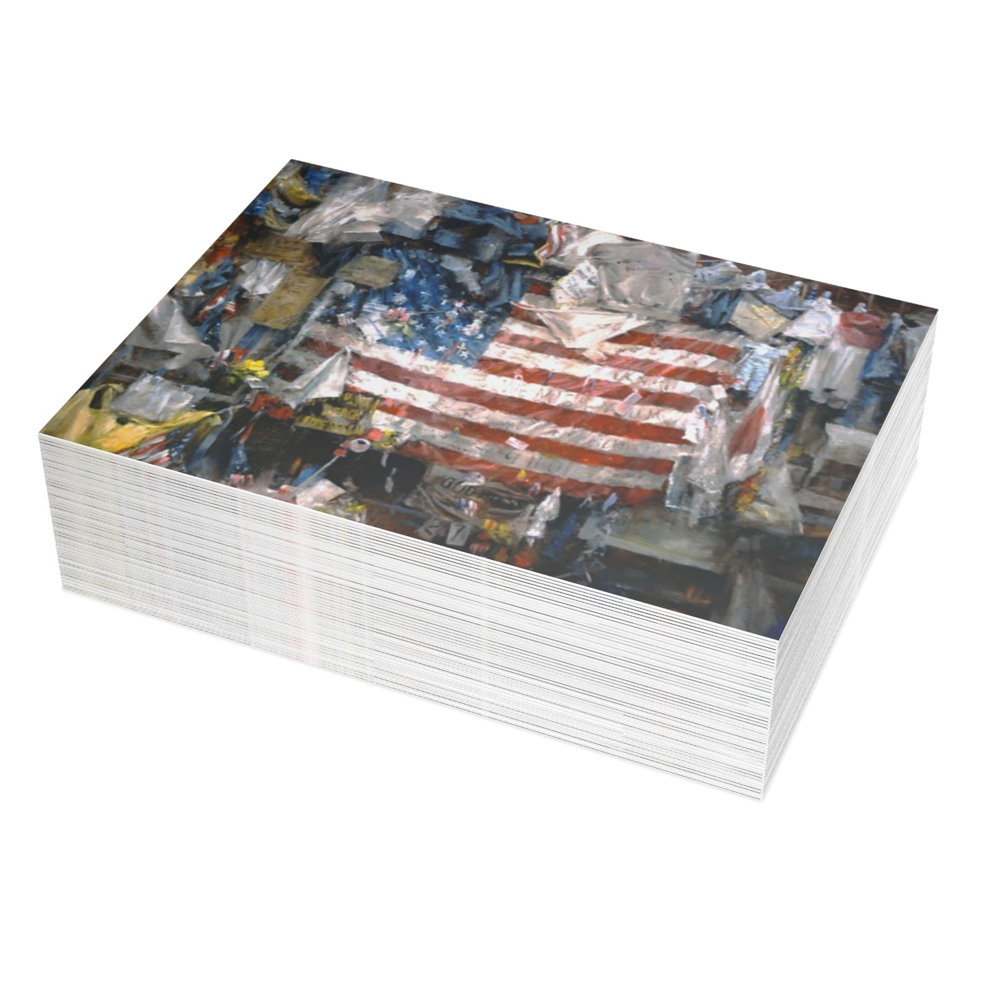 Gathering Around Old Glory Postcards | 9/11 Twin Towers, NYC, Tribute Postcard Bundle - Envelopes Included