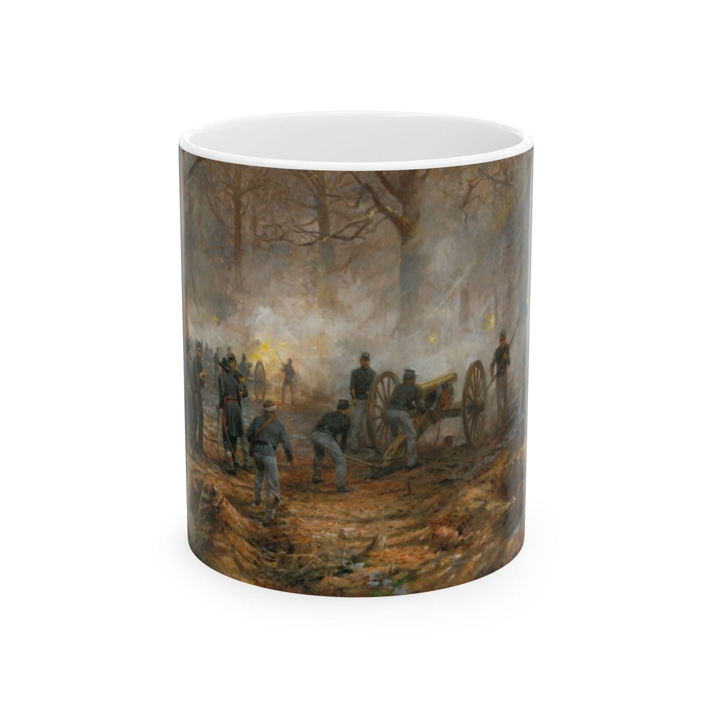 Cannon Duel - Ceramic Mug with Pea Ridge Civil War Design.