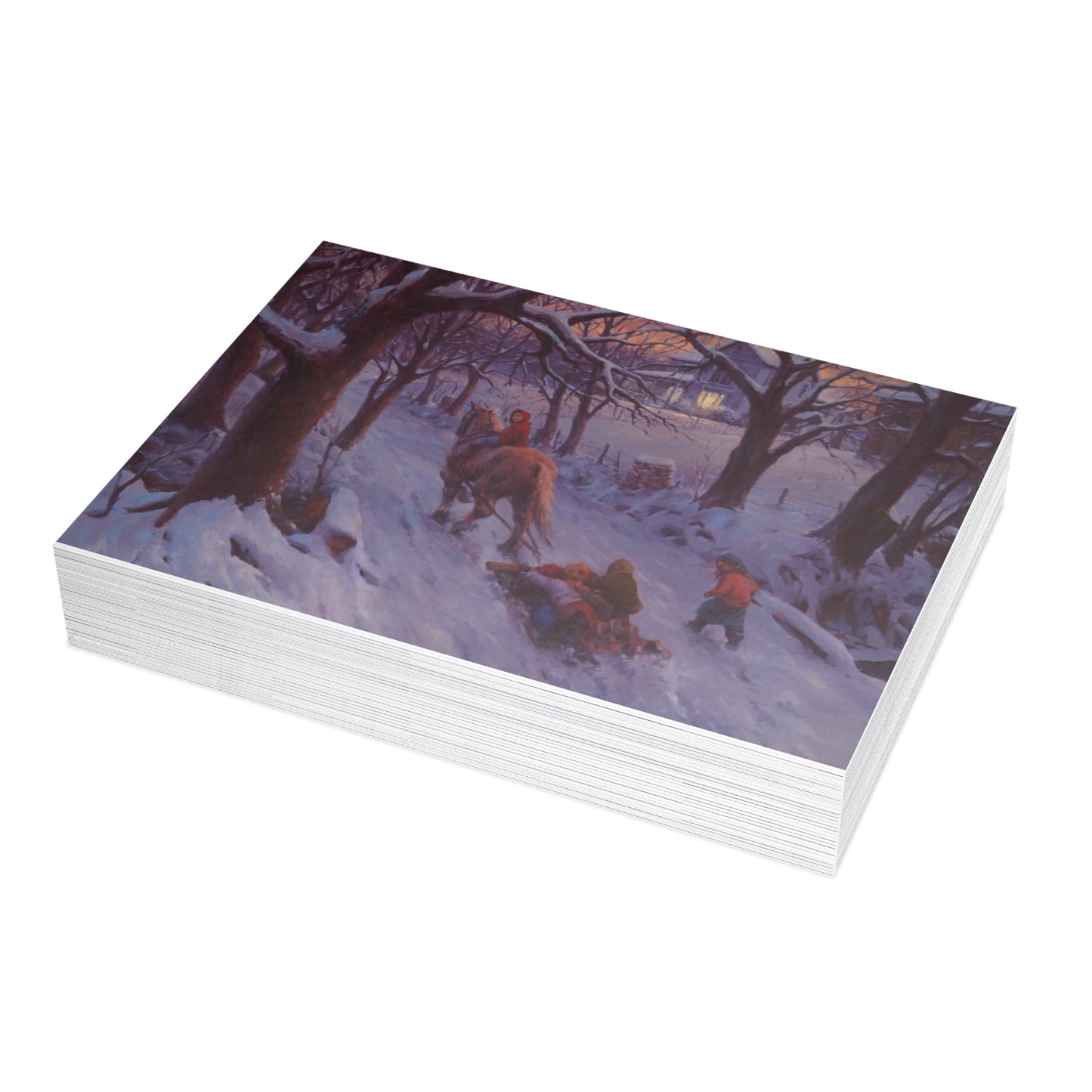 Winter's Snow Ride | Elegant Winter themed Postcard Bundle - Envelopes Included