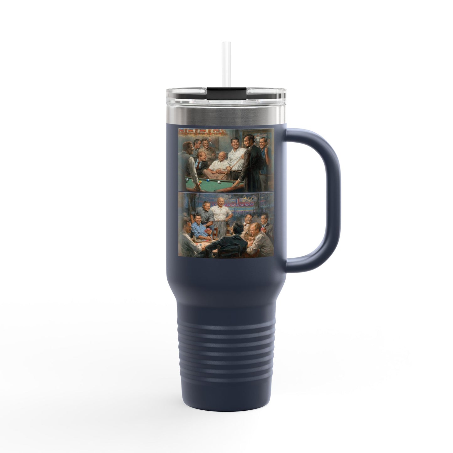 Callin' the Blue & Grand Ol' Gang on Insulated Travel Mug 40oz - Republican Presidents Duo Pool & Poker Combo