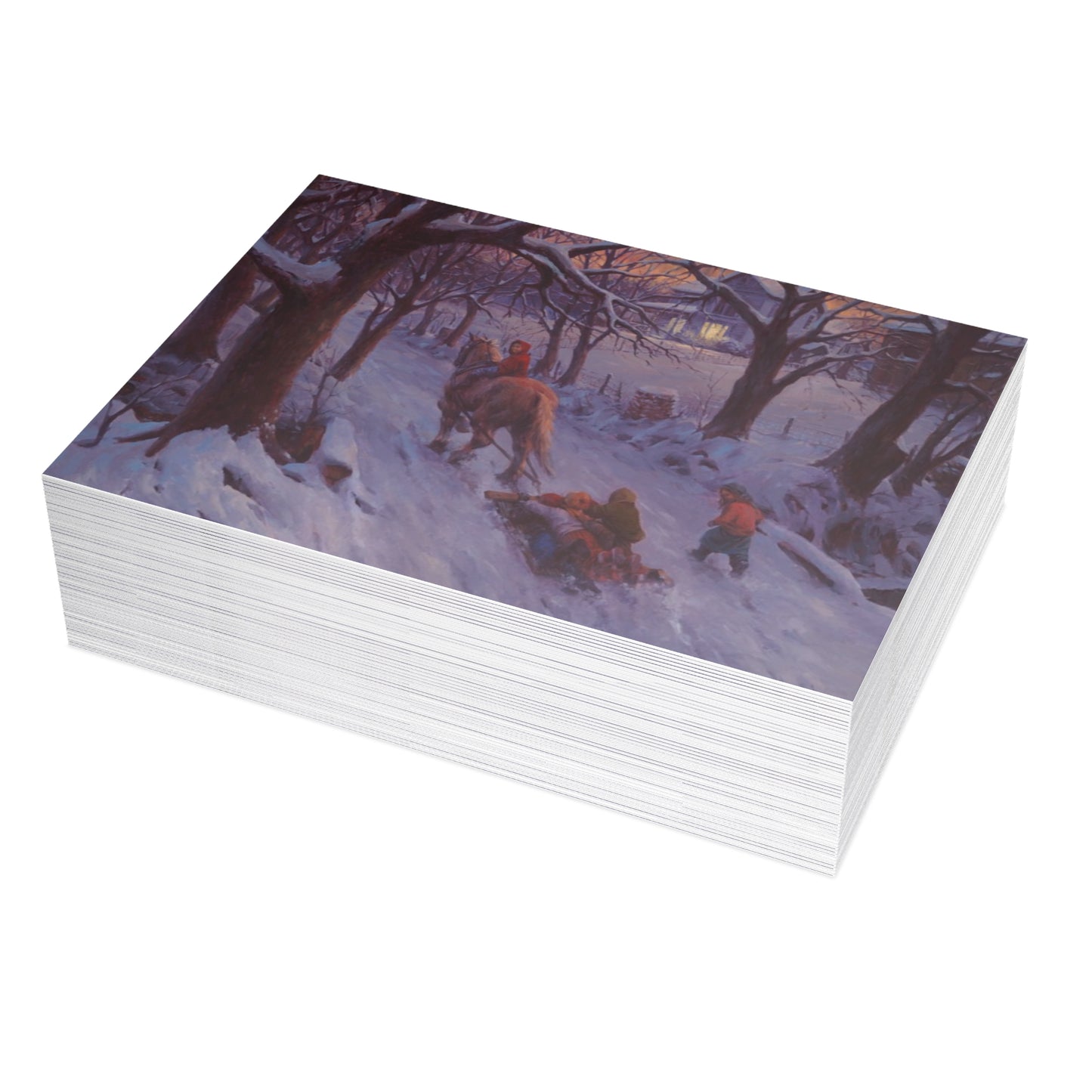 Winter's Snow Ride | Elegant Winter themed Postcard Bundle - Envelopes Included