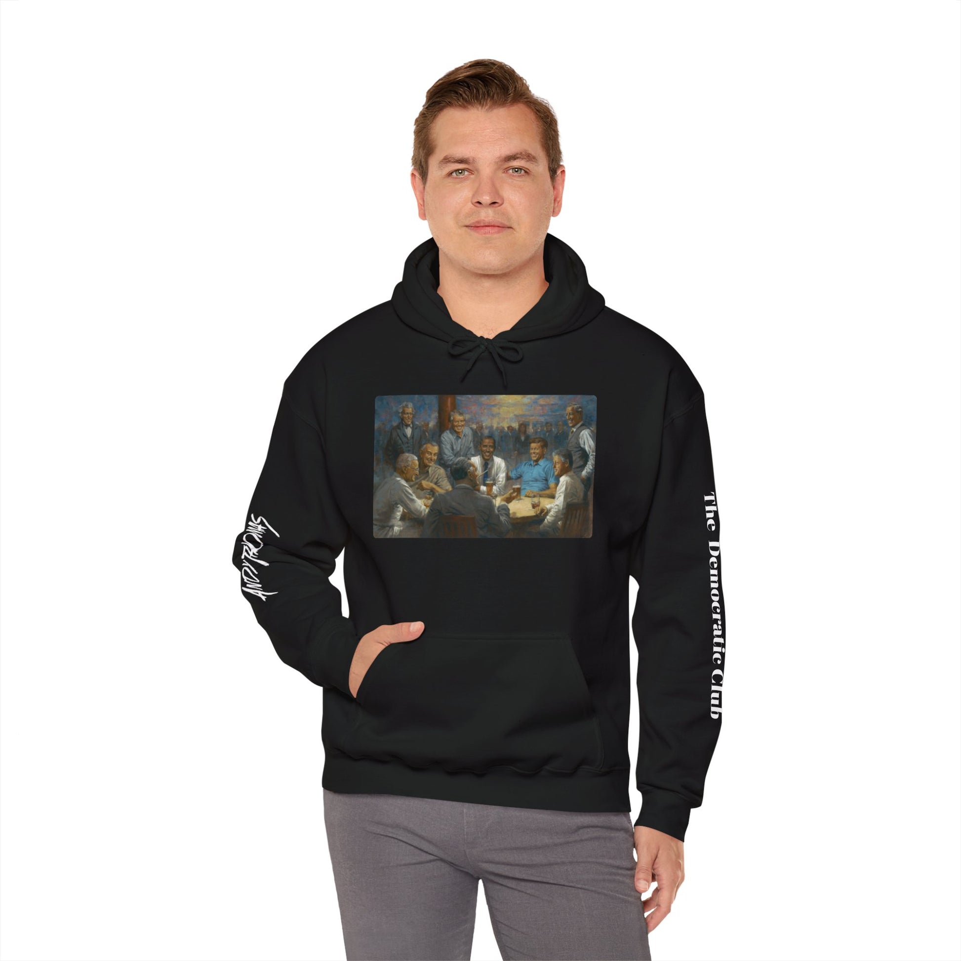The Democratic Club - Unisex Hooded Sweatshirt - Democratic Presidents Gathering with their favorite beverages. - Andy Thomas Designs