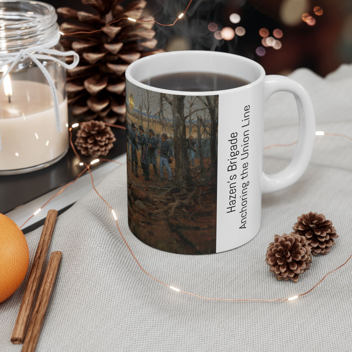 Hazen's Brigade Anchoring the Union Line - Ceramic Mug with Stones River Civil War Design.