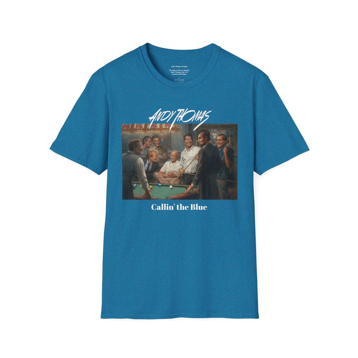 Callin' the Blue T-Shirt - US Presidents Playing Pool - Andy Thomas Designs