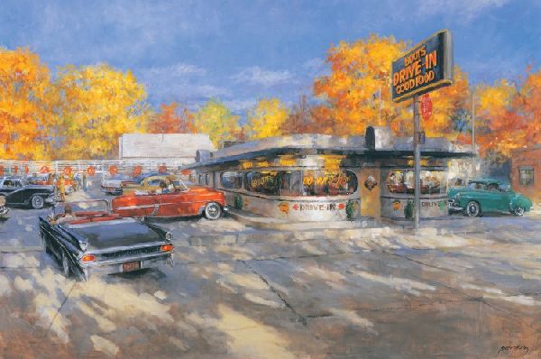 Wall Art: Boots Drive-In | 12x18 Canvas - Andy Thomas Designs