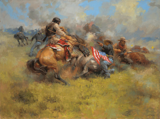 Wall Art: Yellow Nose Counts Coup at Little Bighorn | Historical Battle | Plains Indians - Andy Thomas Designs